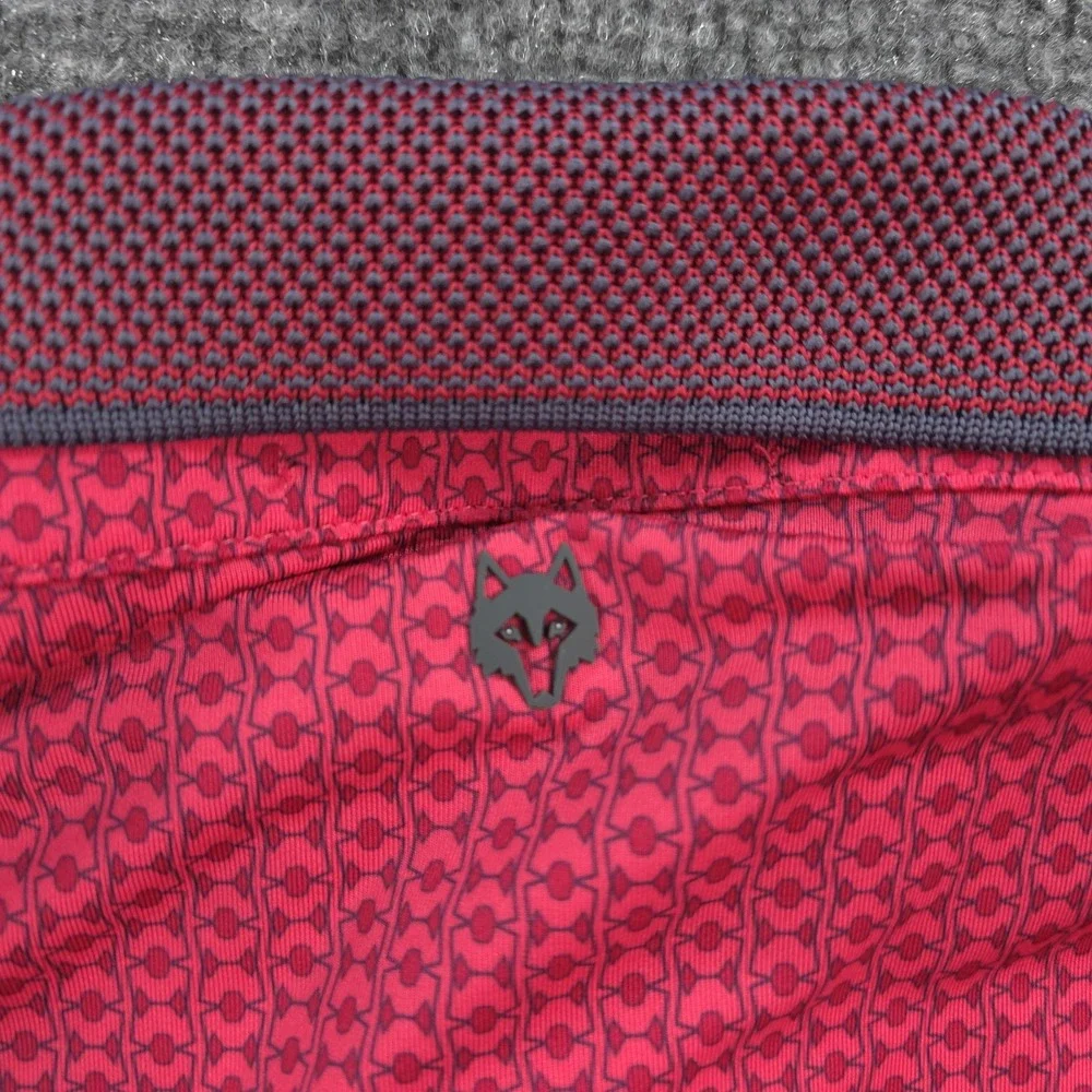 Greyson Polo Shirt Mens Small Red Geometric Print Golf Performance Stretch Prep